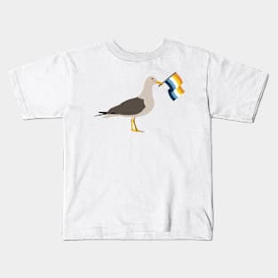 Seagull Holding Aroace Pride Flag Kids T-Shirt